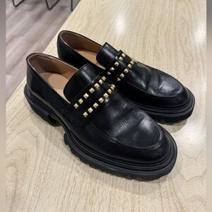 ALLSAINTS Women's Lola Studded Apron Toe Loafers Size 11